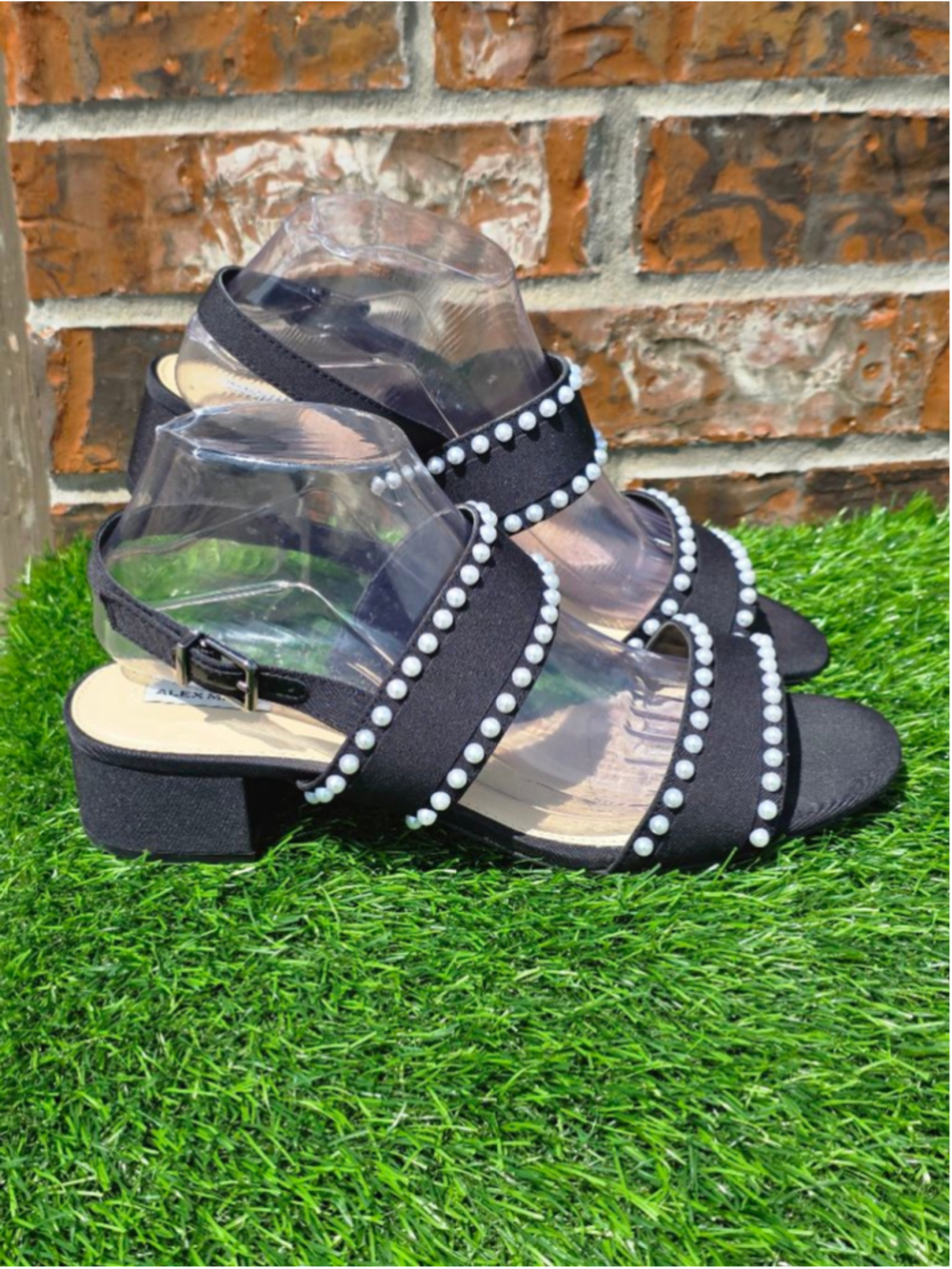 ALEX MARIE Black Pearl Embellished Sandals Women's Size 10 - Picture 4 of 7